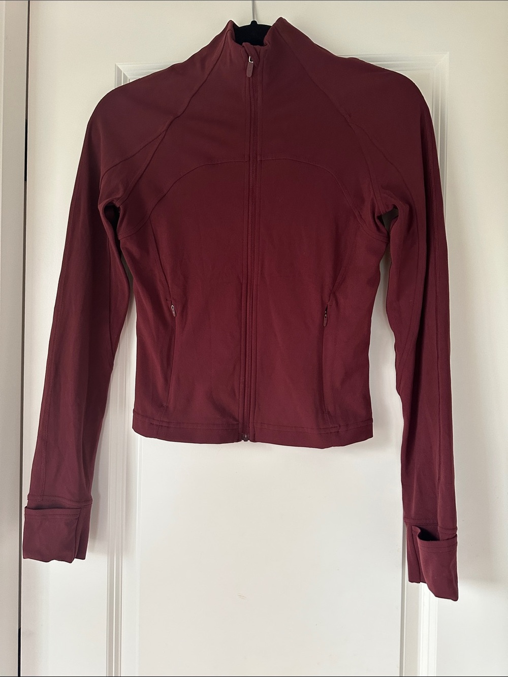 Lululemon Women’s Cropped Nulu Full Zip Define Jacket in Red Merlot